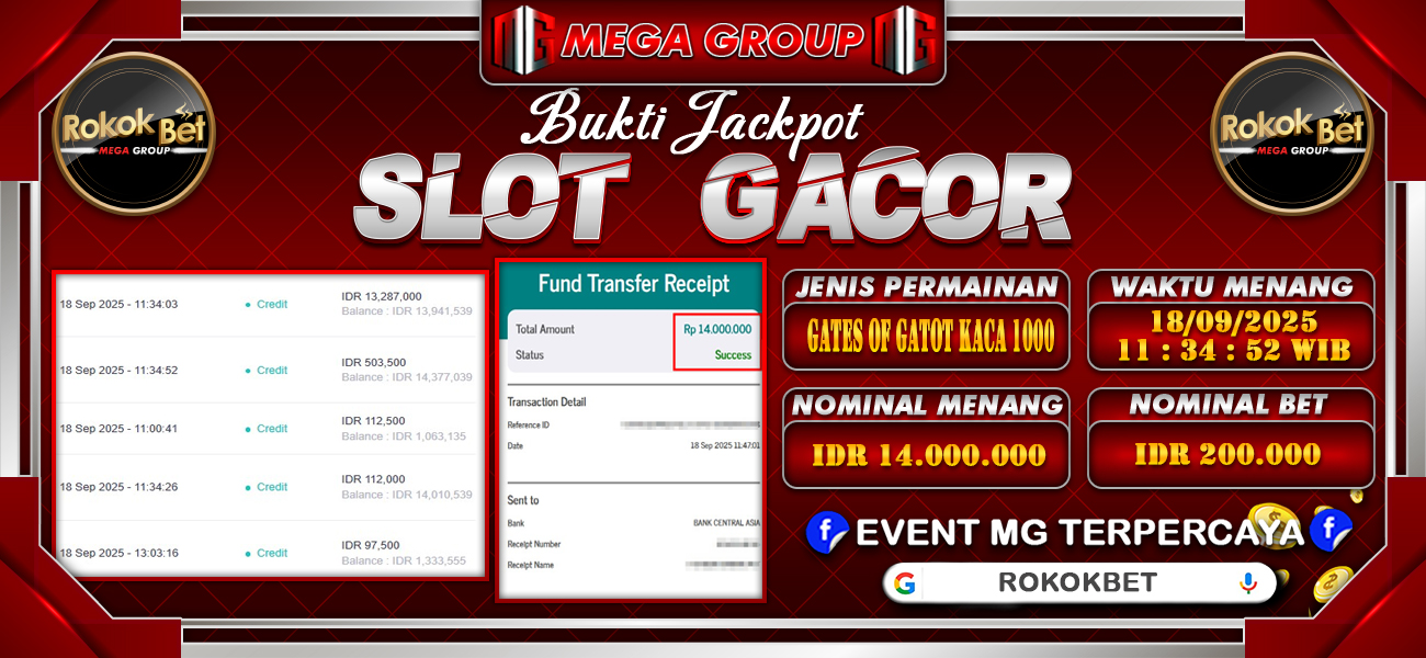 Bukti JP situs Rokokbet hari Kamis, 18 September 2025