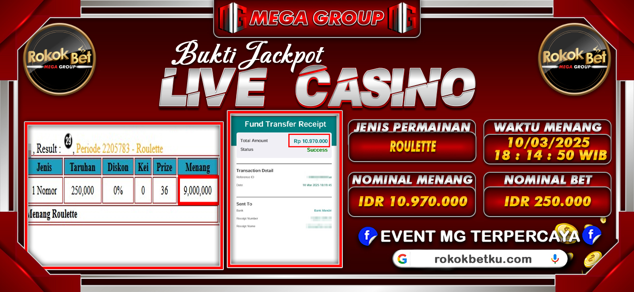 Bukti JP situs Rokokbet hari Senin, 10 Maret 2025