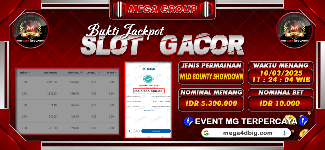 Bukti JP situs Mega4D hari Senin, 10 Maret 2025