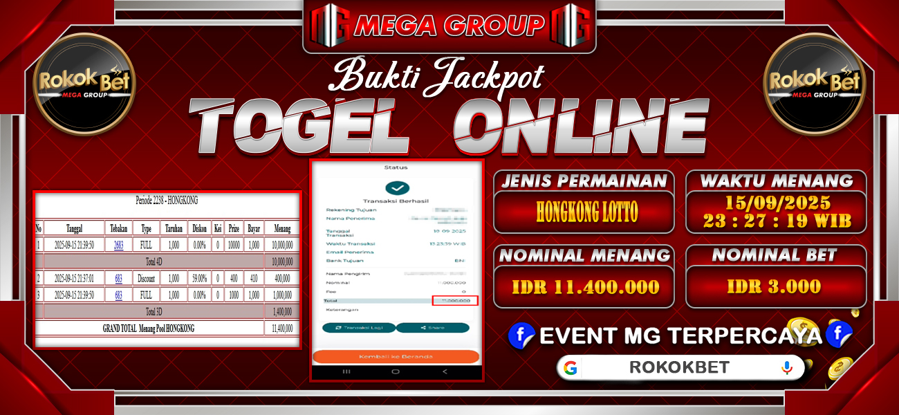 Bukti JP situs Rokokbet hari Kamis, 18 September 2025