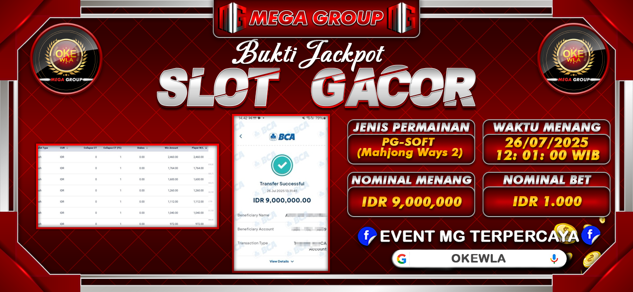 Bukti JP situs Okewla hari Minggu, 27 Juli 2025